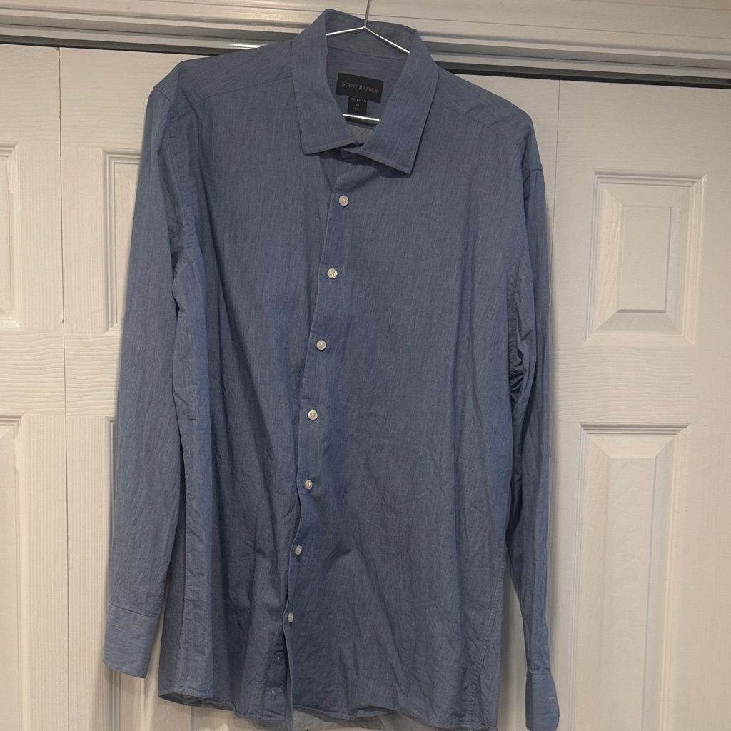 Scott Barber Soft Turkish Cotton Navy Blue Men's Casual Button Down Shirt Xl